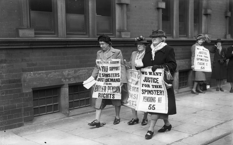 The National Spinsters Pensions Association in Blackpool, 1935. It was a political organisation established by women textile workers in Bradford to demand contributory pensions at 55 