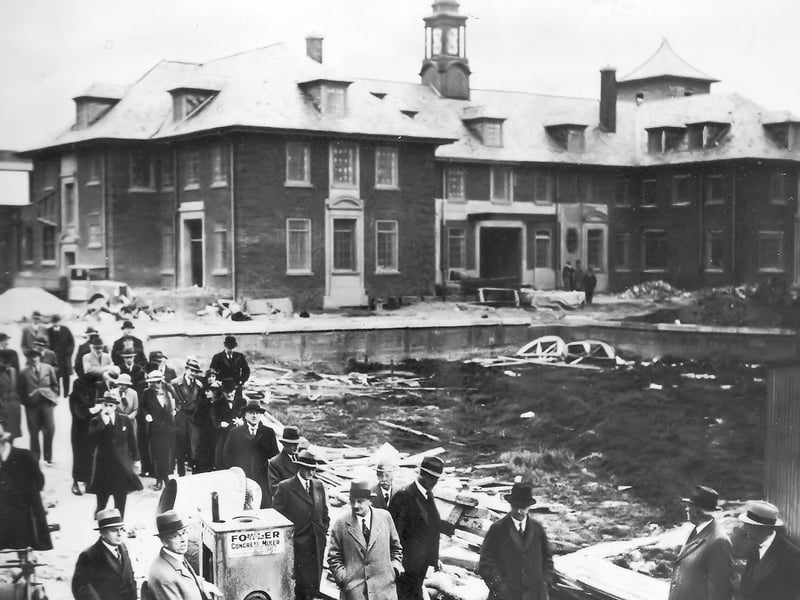 Doctors inspect the site in 1935 at the new Blackpool Victoria Hospital building
