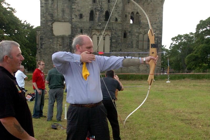 The Mayor of Sunderland Coun. Iain Kay tries his hand at archery at Hylton Castle as part of a series of Olympic themed events in 2012.