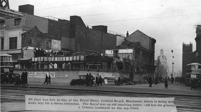 The Royal Hotel on the corner of the Promenade and Adelaide Street, was originally an old coaching house and stood on this site for over 100 years. This Photo shows the hotel being demolished in 1935