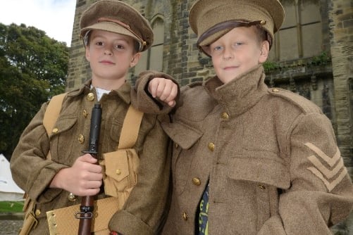 Best friends Zach Marshall and Joe Robson enjoying the First World War open day at Hylton Castle in September 2014.