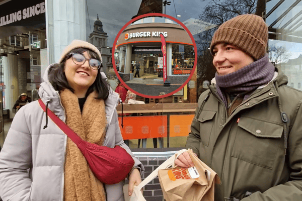 Charlotte and her husband, Filip, have won a year's supply of burgers from Burger King.