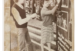 Birmingham Hippodrome Theatre was reopening after a major refurbishment with the Midland premiere of "Jesus Christ Superstar", by Tim Rice and Andrew Lloyd-Webber. The photograph shows Anabelle Carmichael and Jonathon Rogers putting the finishing touches to the display posters in the foyer on October 20, 1981. 