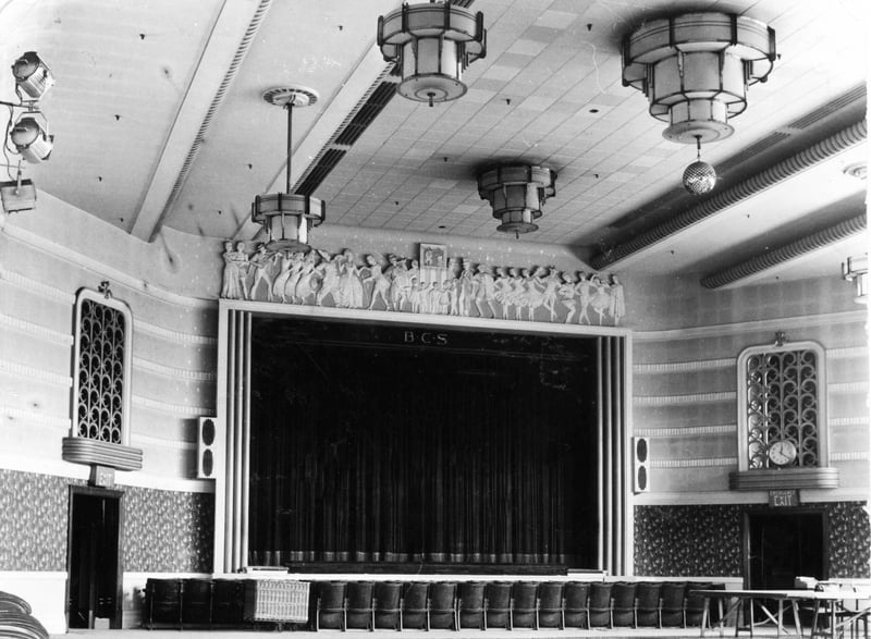 Looking towards the stage in the Jubilee Theatre on the top floor of the Co-op Emporium  Coronation Street Blackpool in 1969 