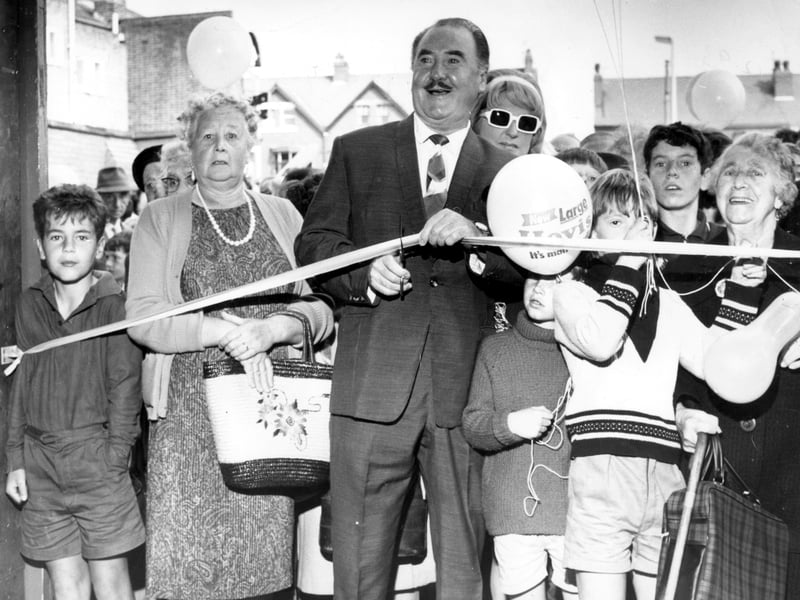 Josef Locke, who was appearing for the 1969 season at the Queens Theatre, pictured here opening the new Alpic Cash and Carry in Bispham - now the site of Sainsbury's