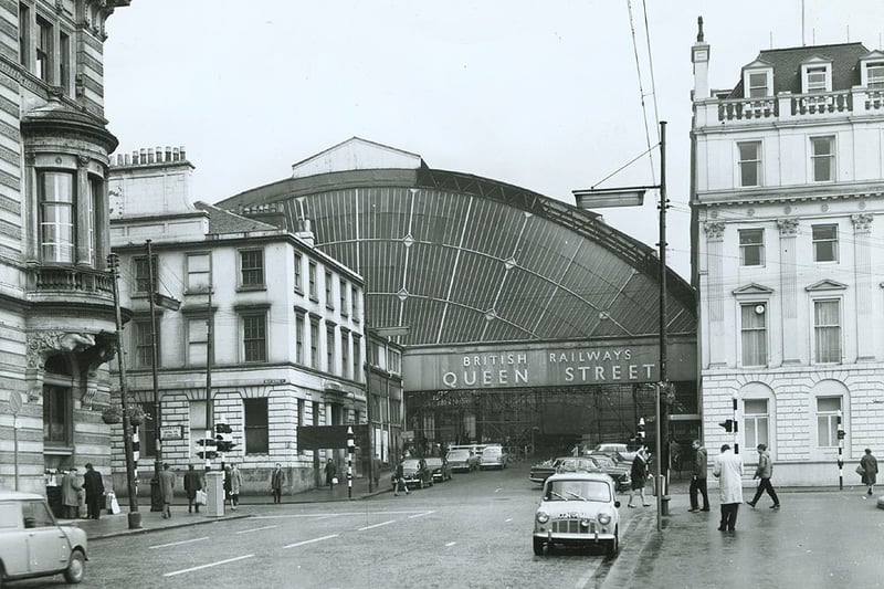 The entrance to Queen Street station pictured from George Square in 1963. The frontage of the station has changed dramatically since. 