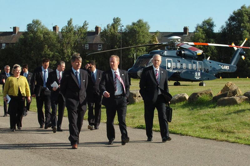 FIFA'S World Cup inspectors arriving at the Stadium of Light by helicopter in 2010.