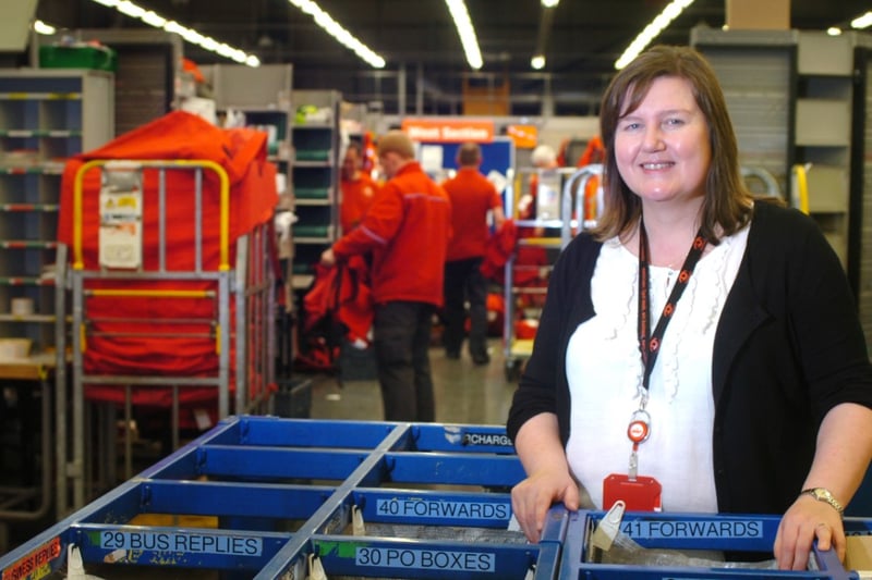 Jacki Whittle, Mail Processing Unit Manager, co-ordinates the Christmas post at the Royal Mail's Sunderland City Delivery Office in 2012.