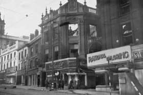 Damage to buildings on High Street during the Sheffield Blitz