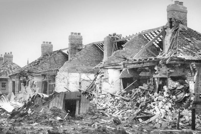 The threat of war went on at Christmas.
These aged people cottages were partly demolished during a raid in 1941.