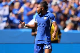 Christopher Nkunku of Chelsea celebrates after scoring the team's second goal during the Premier League Summer Series match between Chelsea FC and Fulham FC at FedExField on July 30, 2023 in Landover, Maryland. (Photo by Mike Stobe/Getty Images)