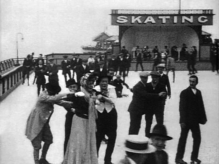 Roller Skating on Central Pier in 1914