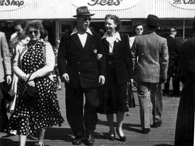 Ken Robinson and his wife Marjorie take a stroll on Central Pier in the 1950s