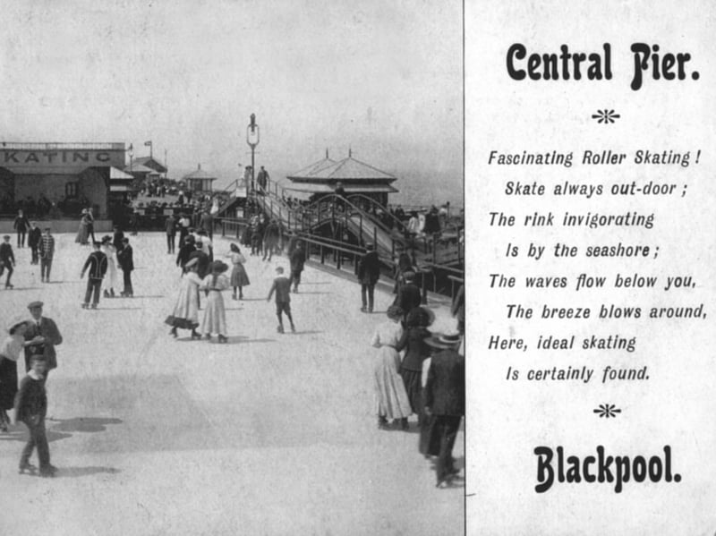 Roller skating was one of the earliest crazes on Central Pier in 1910 as this picture postcard tells