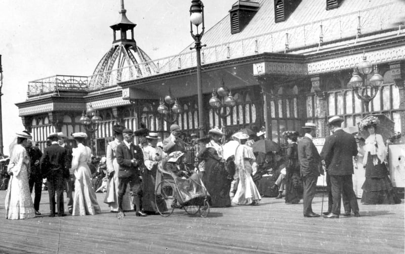 Visitors promenade, as they used to call it, on North Pier at the turn of the century   