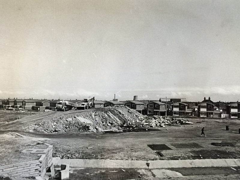 Rubble on Princes Way, Rossall, in 1981 as the sea defence work was going on