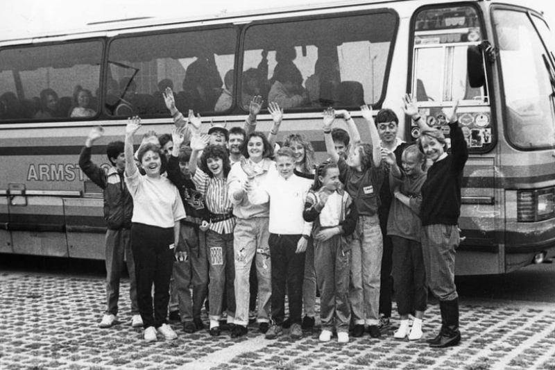 Pupils and teachers from Hedworthfield Comprehensive before leaving for their exchange trip to Wuppertal and Remscheid in Germany in October 1987. Who do you recognise?