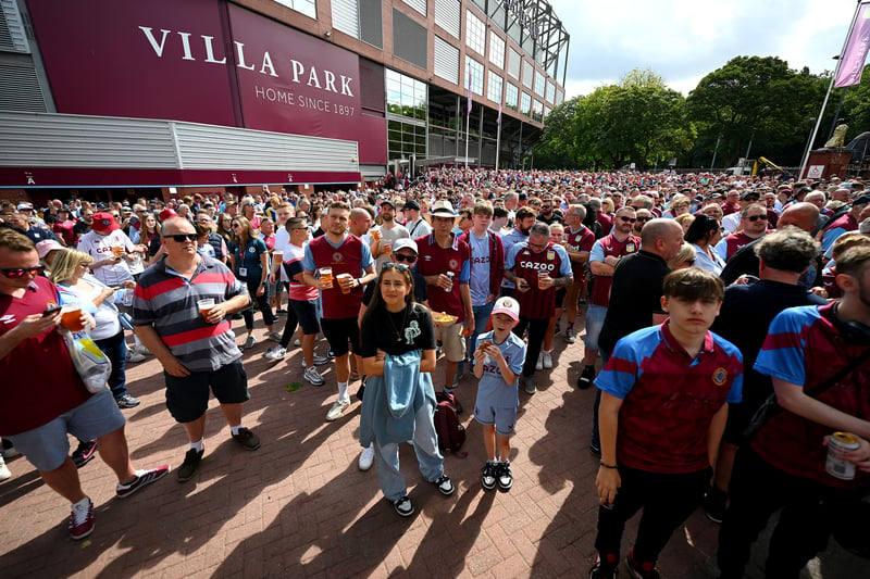 Villa fans watch the final of the Women's World Cup on a big screen outside Villa Park prior to the 4-0 win against Everton on August 20