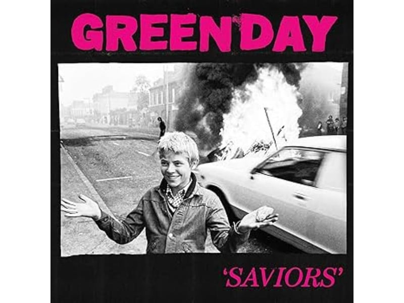 Incredibly, 'Saviors's is the 14th studio album by pop-punks Green Day. The arresting fromt cover is an edited picture taken during the Troubles in Nothern Ireland. It's coming out on January 19.