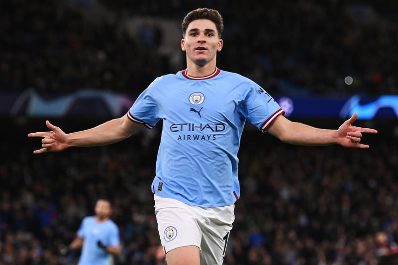 Argentine striker Julian Alvarez is expected to lead the lead the line after Guardiola said he doesn't think star striker Erling Haaland will be available. (Getty Images)