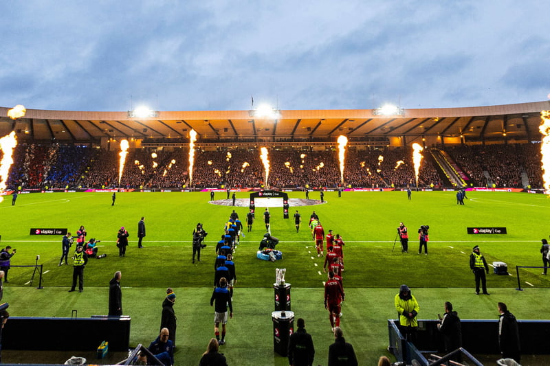 The pre-match fireworks display made for an impressive spectacle as both teams emerged from the Hampden tunnel