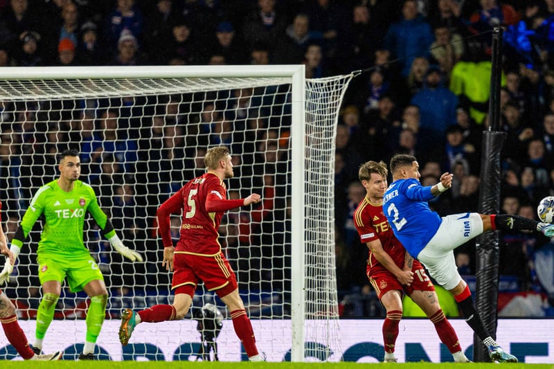 James Tavernier volleys home from a narrow angle to give Rangers the breakthrough after 76 minutes against a resilient Aberdeen side.