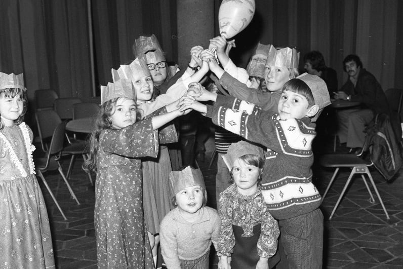 Some of Sunderland Borough Council employees children at their Christimas party which was held in the Civic Centre canteen in 1974.