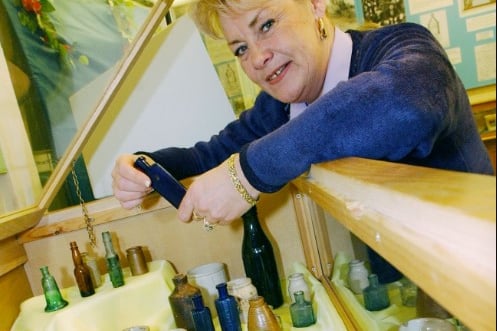 Andrea Allart from Sherburn was setting up her collection of old bottles for display in East Durham when we caught up with her in 2004.