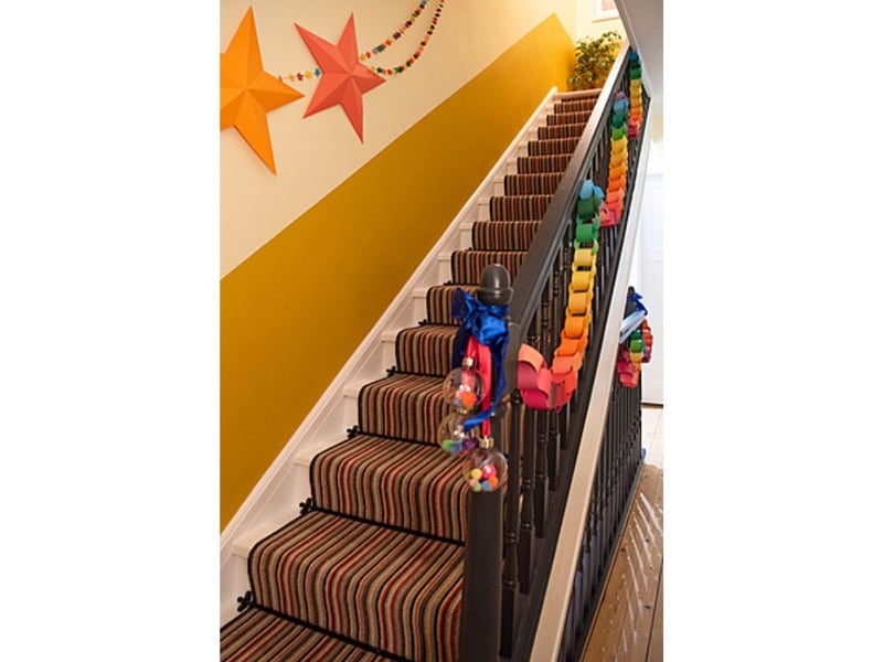 Even the stair has several festive touches.