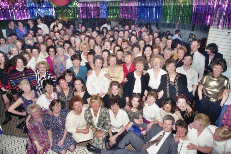 These Binns workers were having one last Christmas party together in 1993 before the closure of the store.
Mr Blobby was right at the top of the charts with Mr Blobby.