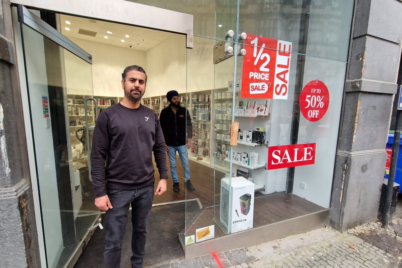 Mobile Booth opened in December 2023 on Fargate in Sheffield city centre, at the former Perfume Shop beside Metro Bank. Pictured is owner Sukh Singh at the store, which sells phone cases and accessories including headphones.