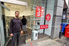 Sukh Singh at Mobile Booth in the former Perfume Shop on Fargate.

