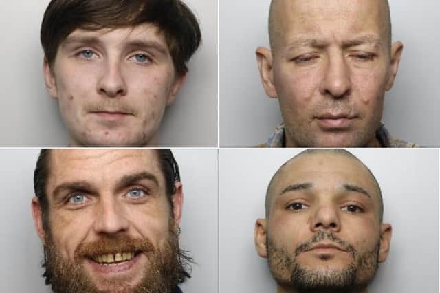 Four South Yorkshire shoplifters have been jailed in the past week. Top row: Brandon Gilbert, of Beech Road, Campsall; Nathan Atkin, of no fixed abode. Bottom row: Glynn Platts, of Raseby Avenue, Waterthorpe; Kydi Oberg, of no fixed abode.
