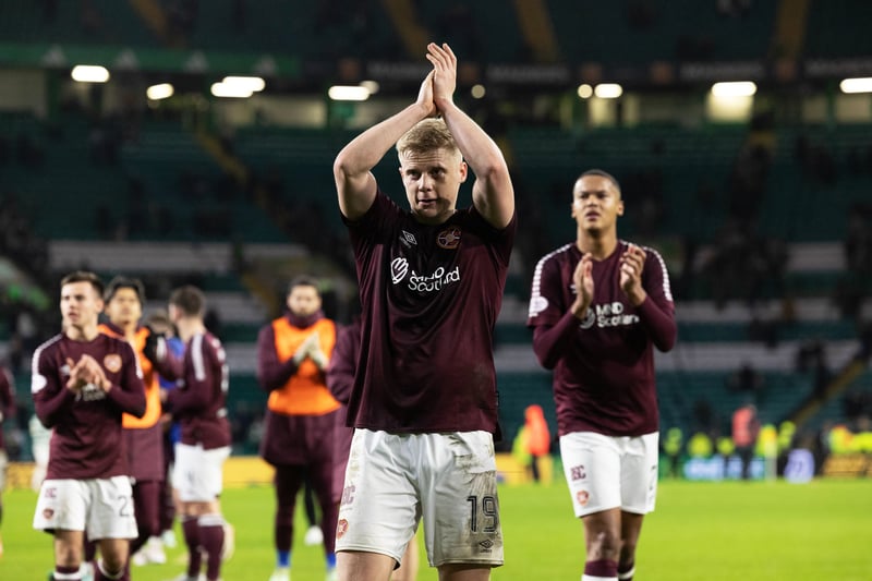 Alex Cochrane applauds the Jambo fans following his side's win over Celtic