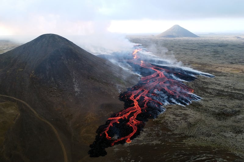 Eruption at Litli Hrutur, south-west of Reykjavik in Iceland (July 10, 2023)