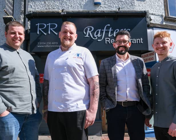Rafters Restaurant owners Tom Lawson (left) and Alistair Myers (second from right) with sous chef Luke Rhodes (second from left) and head chef Dan Conlon (right)