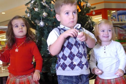 The winners of the Sunderland Echo's Bonny Baby competition - Freya Stevenson, Elliot Horn and Lexi May Beattie - helped to decorate the tree in The Bridges in 2009.
Rage Against The Machine topped the charts with Killing in the Name.

