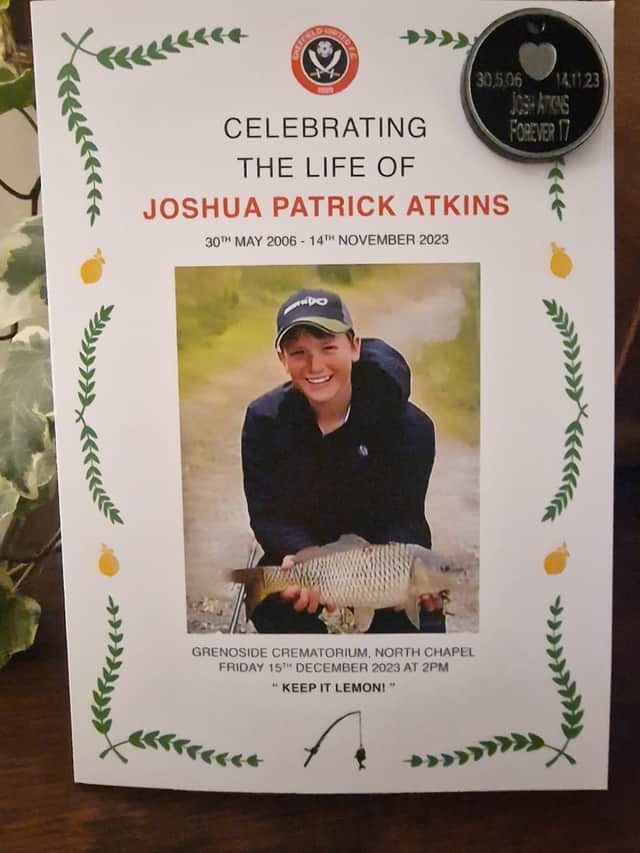 Joshua Patrick Atkins sadly died in a car crash in Stannington, aged 17. (Photo courtesy of Michael Fogg Funeral Directors)