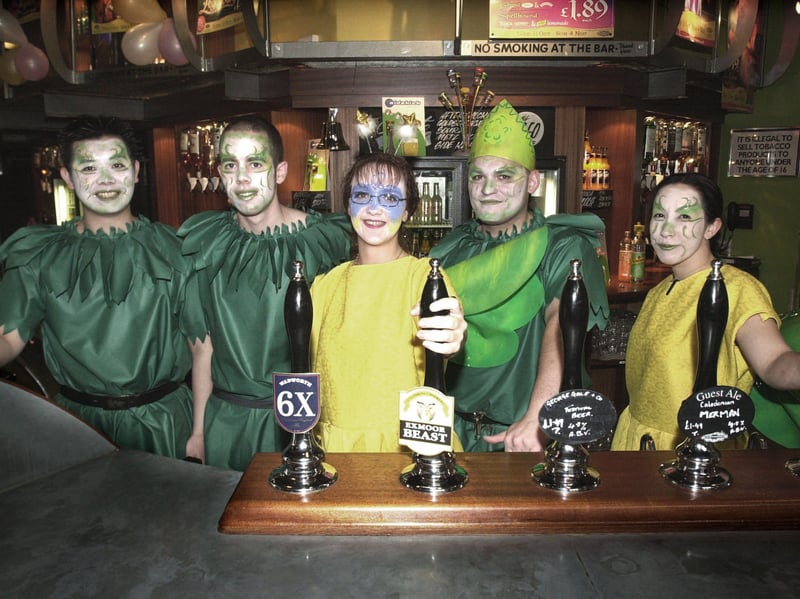 Pictured at  the Wetherspoons pub on Cambridge Street, Sheffield, where staff were dressed as fairies and pixies for their beer festival. Seen LtoR are,  Daniel Wong, Eugene O'Callaghan, Emma  Parkinson, Craig Kitchen, and Claire Price. November 2001
