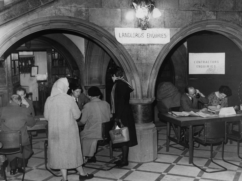 Sheffield Town Hall opens to receive claims on the Lord Mayor's Gale Fund after the 1962 hurricane caused widespread damage