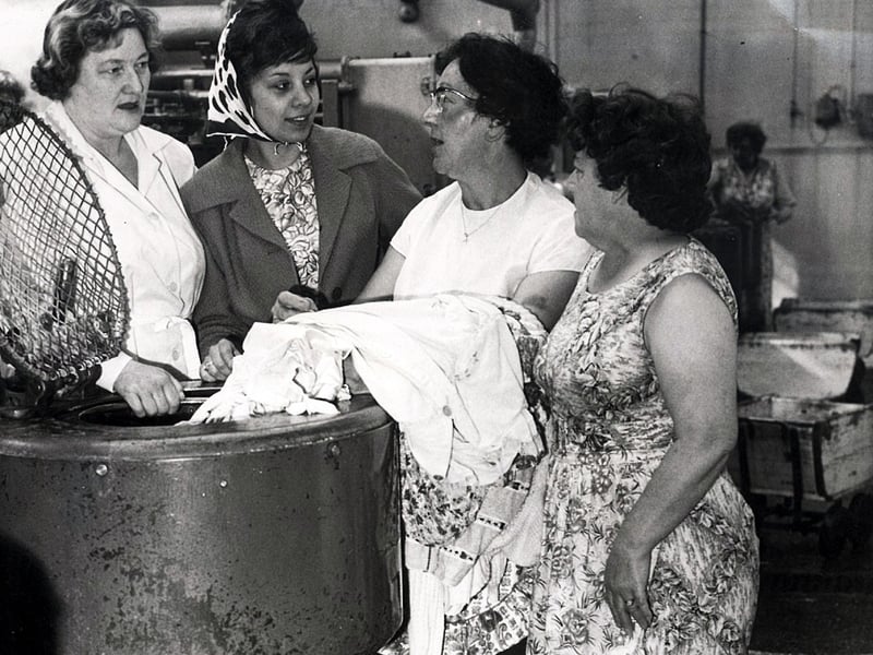 Ladies at the Oakes Green wash-house, Attercliffe, Sheffield, in August 1962