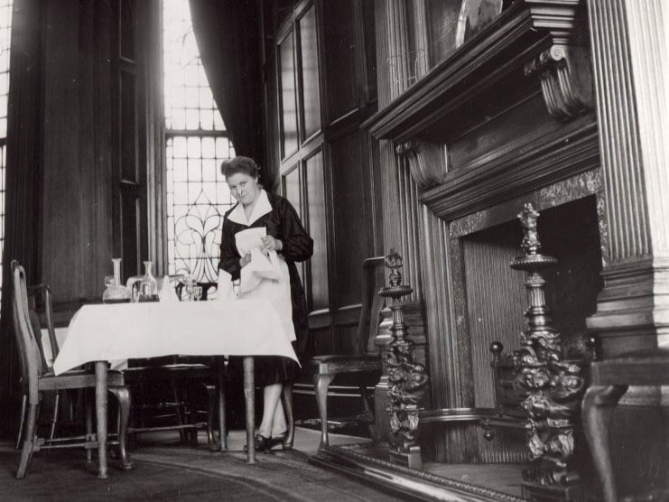 Nellie Mills, waitress, at Sheffield Club, Norfolk Street, in July 1962