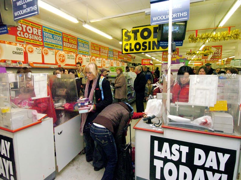 The last day of trading at Woolworths in Hillborough, Sheffield