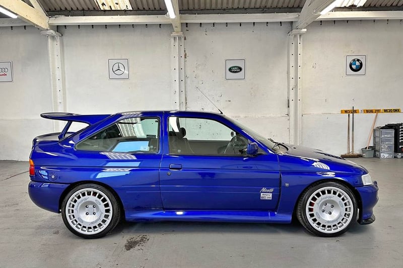 This rare Ford Escort RS Cosworth Monte Carlo 138 comes on a 1993, L plate.
It is finished in special order imperial blue, has cloth motor sport recaro bucket seats and a completely standard engine.
It's in Preston and the owner is looking for £59,995. 