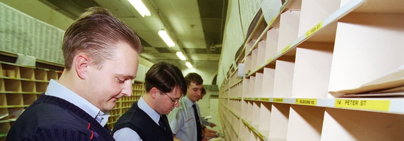 Sorting Christmas mail at Blackpool post office