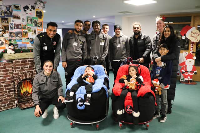 Stars from the Premier League side, Sheffield United, visited some of the children and families at Bluebell Wood in Sheffield. (Photo courtesy of Bluebell Wood Children's Hospice)