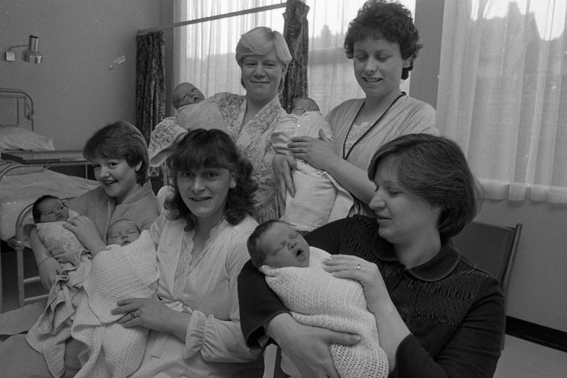 Mums and their Christmas newborns in Sunderland in December 1982.