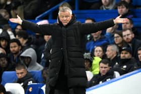 Chris Wilder, Manager of Sheffield United reacts during the Premier League match between Chelsea FC and Sheffield United at Stamford Bridge on December 16, 2023 in London, England. (Photo by Justin Setterfield/Getty Images)