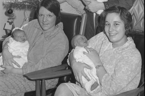 Our Echo photographer got these mums and their Christmas Day babies on camera in 1975.