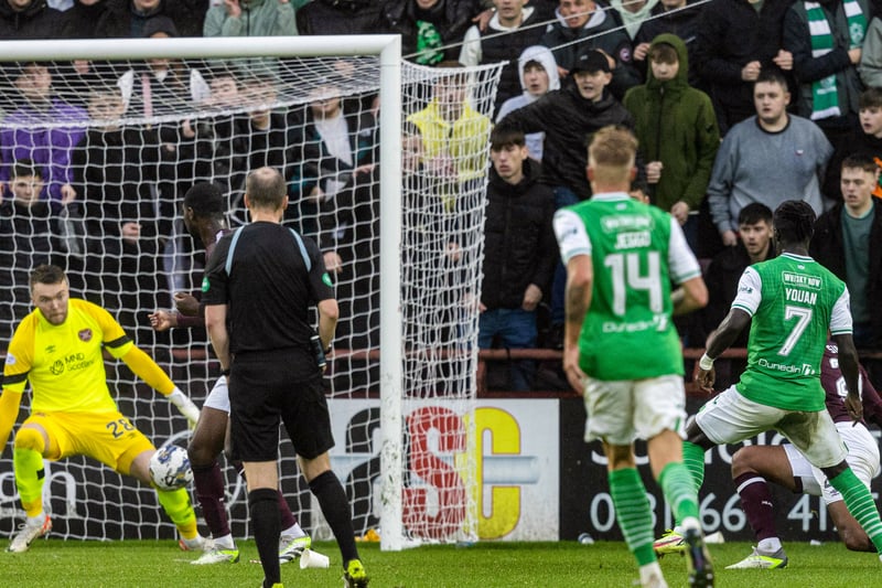 Goals from Alan Forrest and an own goal from Christian Doidge gave Hearts an early advantage but Elie Youan scored a remarkable two goals in under 90 seconds to bring Hibs back